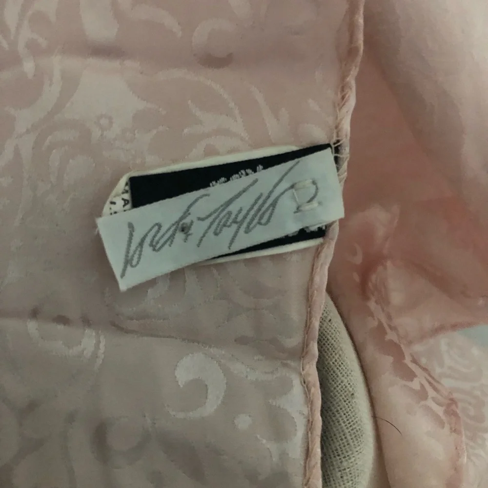 Vintage Lord & Taylor Peach Brochade Silk Scarf with Fringe